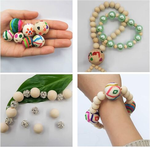 Amaney 400pcs 6mm-14mm حبات الخشب غير المكتملة متنوعة جولة طبيعية كرة فضفاضة حبات خشبية صلبة للحرف اليدوية المصنوعة يدويًا صنع مجوهرات جارلاند in Kuwait