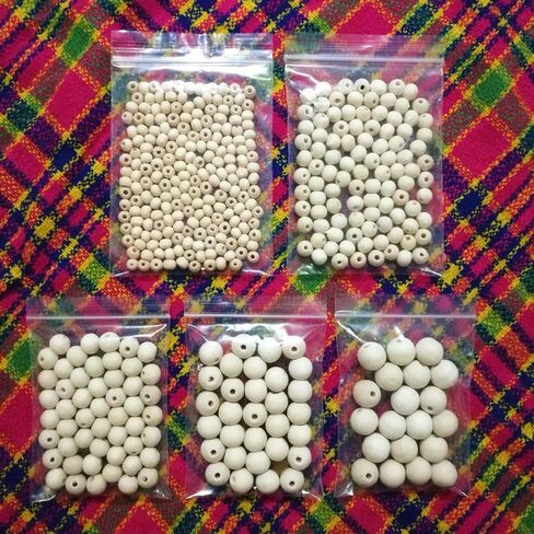 Amaney 400pcs 6mm-14mm حبات الخشب غير المكتملة متنوعة جولة طبيعية كرة فضفاضة حبات خشبية صلبة للحرف اليدوية المصنوعة يدويًا صنع مجوهرات جارلاند in Kuwait