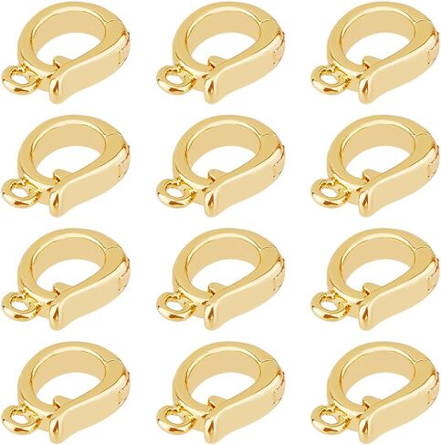 12pcs 18k clasps مطلي بالذهب طي فوق المشابك المشابك الموصلات الربيع حلقة clasp النحاس المشبك مع حلقة السوار صغير القلادة in Saudi Arabia