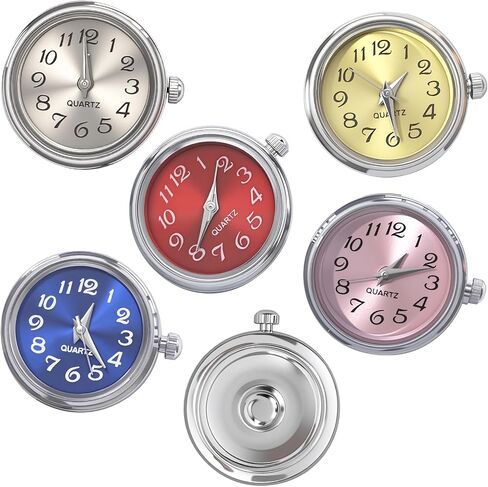 5 Pieces Interchangeable Charm Clasp Set,18mm Colorful Watch Shaped Jewelry Charms for DIY Bracelet, Ring, Earrings, Necklace & Amulet Accessories in Saudi Arabia