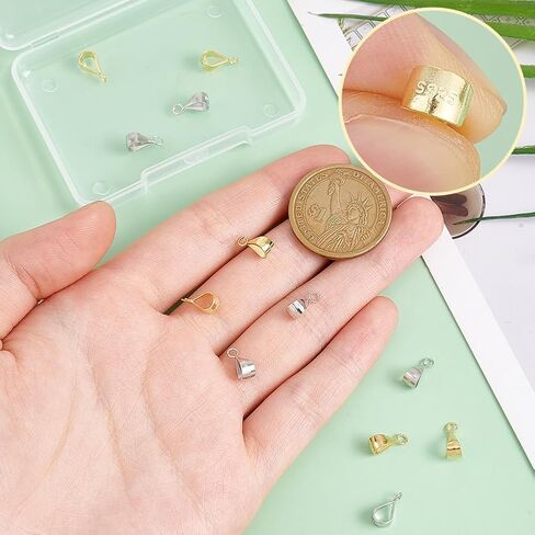 PH PandaHall 12Pcs 925 Sterling Silver Pendant Clasp for Necklace Bails for Jewelry Making, Gold Slider Pendant Clasp Bail Connector with Open Loop for Jewelry Bracelets DIY Making in Saudi Arabia