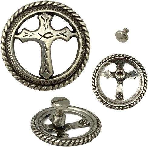 Christian Cross Screw Back Conchos with Roped Edge - 3/4"- 4 Pack in Saudi Arabia