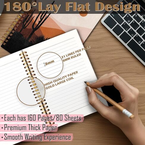 FITIE Boho Spiral Notebook 5.5x8.3, Sun Sunshine Mountain Desert Aesthetic Journal Notebooks for Note Taking, Boho Office Supplies in Kuwait