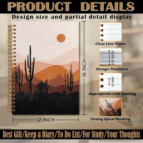 FITIE Boho Spiral Notebook 5.5x8.3, Sun Sunshine Mountain Desert Aesthetic Journal Notebooks for Note Taking, Boho Office Supplies in Kuwait