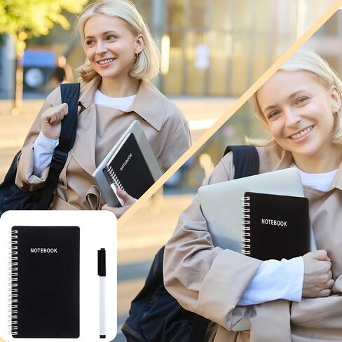 FeifeiyaPortable White Board Dry Erase Notebook 4 x 7 Inch Mini White Board Dry Erase Environmentally Reusable Notebook for Study, Meeting, Planning, Black in Saudi Arabia