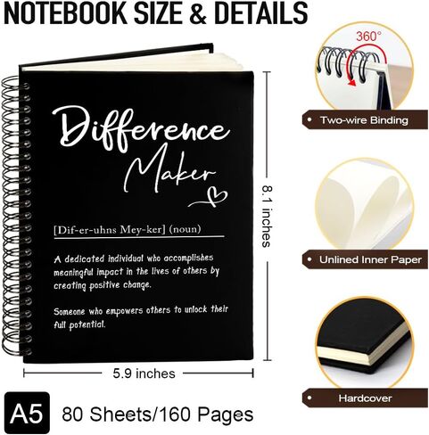 Difference Maker Definition 160 Blank Pages Hardcover Spiral Notebook, Thank You Gift for Coworker Teachers Boss Leader, Going Away Gift for Colleague, Appreciation Gift for Employee Mentor in Saudi Arabia