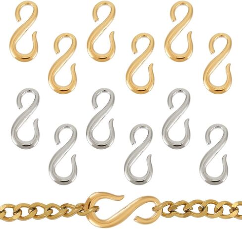 UniCraftale 12pcs 2 ألوان 304 من الفولاذ المقاوم للصدأ s-hook clasps موصلات المشبك موصلات خطاف على شكل s صغير على شكل s ملحقات الخطاف لأساور DIY مجوهرات المجوهرات in Saudi Arabia