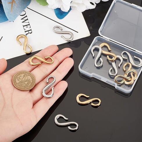 UniCraftale 12pcs 2 ألوان 304 من الفولاذ المقاوم للصدأ s-hook clasps موصلات المشبك موصلات خطاف على شكل s صغير على شكل s ملحقات الخطاف لأساور DIY مجوهرات المجوهرات in Saudi Arabia