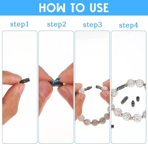 50 PCS سوار المشابك وإغلاق السوار الفضي والأسود DIY نهايات مع المشابك المسمار نحاس لصنع المجوهرات ، حبات الخصر والمزيد in Kuwait