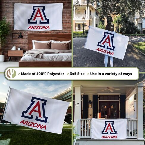 Desert Cactus University of Arizona Flag Wildcats UA Flags Banners 100% Polyester Indoor Outdoor 3x5 (Style A) in Saudi Arabia