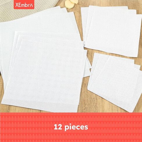 12 PCS Aida Cloth 14 Count White Cross Stitch Fabric for DIY Craft Embroidery, Handmade Needlework, Home Decoration (7.8 x 7.8 Inch) in Kuwait
