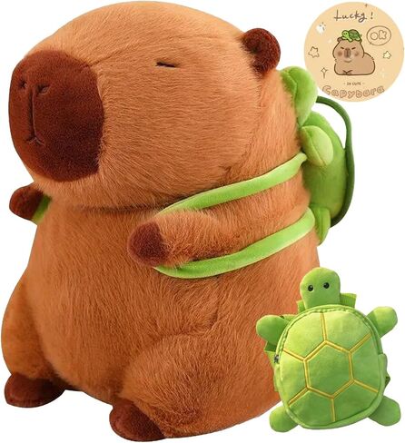 Capybara Plush مع حقيبة ظهر للسلحفاة ، Kawaii Capybara دمية محشوة هدايا عيد ميلاد الزخرفة ، لعبة جميلة أفخم لمحبي الفتيات الكرتون in Kuwait
