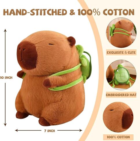 Capybara Plush مع حقيبة ظهر للسلحفاة ، Kawaii Capybara دمية محشوة هدايا عيد ميلاد الزخرفة ، لعبة جميلة أفخم لمحبي الفتيات الكرتون in Kuwait