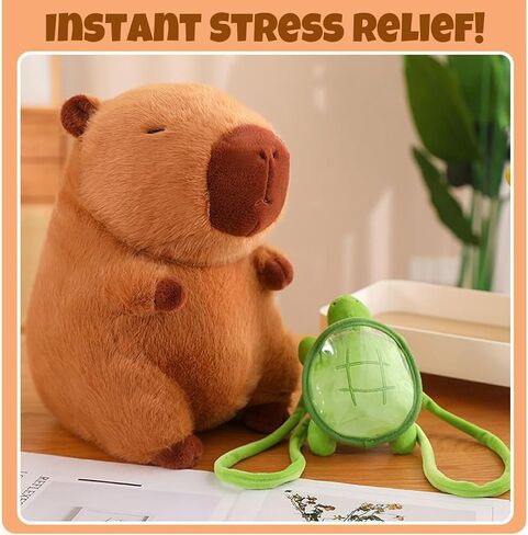 Capybara Plush مع حقيبة ظهر للسلحفاة ، Kawaii Capybara دمية محشوة هدايا عيد ميلاد الزخرفة ، لعبة جميلة أفخم لمحبي الفتيات الكرتون in Kuwait
