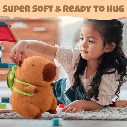 Capybara Plush مع حقيبة ظهر للسلحفاة ، Kawaii Capybara دمية محشوة هدايا عيد ميلاد الزخرفة ، لعبة جميلة أفخم لمحبي الفتيات الكرتون in Kuwait