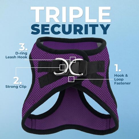 Voyager Step-in Air Dog Harness - All Weather Mesh, Reflective, No Pull Harness for Small, Medium Dogs, Cats - Secure with Hook & Loop Fastener, Buckle, Double D-Rings - Purple/Black Trim, XS in Saudi Arabia