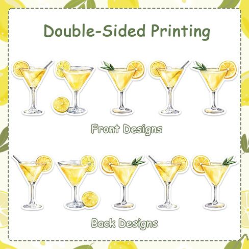 36pcs Lemon Drop Martini Cupcake Topper Cocktail Party Theme Cake Decoration Yellow Martini Birthday Party Decorations for Women Wedding Bridal Shower in Kuwait