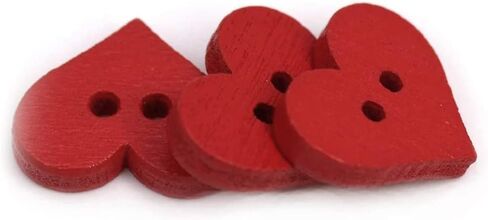 100pcs 2 ثقوب زر القلب الأحمر الحب الأحمر حب القلب زر خشبي الملابس ديي ملحق أزرار الخياطة خياطة مفاهيم وإمدادات الخياطة ، وأزرار الخياطة in Saudi Arabia