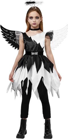 Spooktacular Creations Child Twisted Angel Costume, Girls Half Angel Half Devil Dress, Kids Outfit Set for Halloween Party in Saudi Arabia