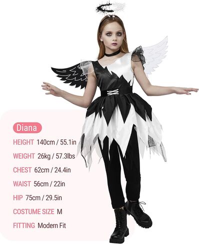 Spooktacular Creations Child Twisted Angel Costume, Girls Half Angel Half Devil Dress, Kids Outfit Set for Halloween Party in Saudi Arabia