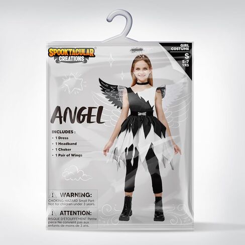 Spooktacular Creations Child Twisted Angel Costume, Girls Half Angel Half Devil Dress, Kids Outfit Set for Halloween Party in Saudi Arabia
