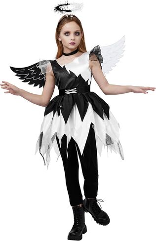 Spooktacular Creations Child Twisted Angel Costume, Girls Half Angel Half Devil Dress, Kids Outfit Set for Halloween Party in Saudi Arabia