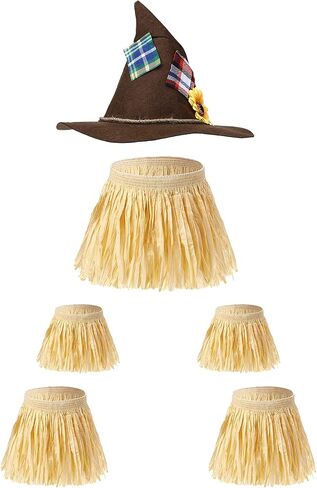 SATINIOR 6 Pieces Scarecrow Costume Include Scarecrow Hat Raffia Scarecrow Straw Kit Baby Costumes Toddler Girl Halloween Decorations Halloween Costumes Harvest Party Accessory, Classic Colors in Saudi Arabia