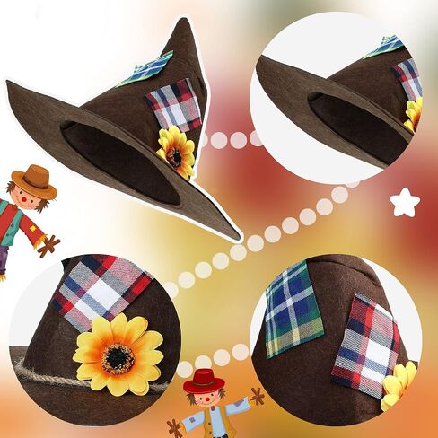 SATINIOR 6 Pieces Scarecrow Costume Include Scarecrow Hat Raffia Scarecrow Straw Kit Baby Costumes Toddler Girl Halloween Decorations Halloween Costumes Harvest Party Accessory, Classic Colors in Saudi Arabia