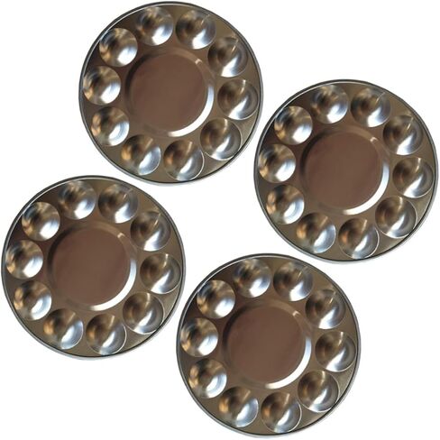 10-Hole Aluminum Painting Palette Set 4pcs Art Mixing Trays for Watercolor Paints for Artists and Hobbyists Lightweight and Portable for Outdoor Use in Saudi Arabia