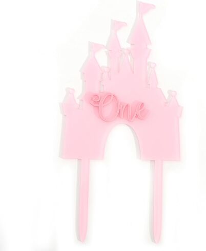 Pink Castle One Cake Topper - ديكورات عيد ميلاد صغيرة الأميرة الأولى ، كعكة عيد ميلاد أكريليك ، توببر ، زفاف الأميرة الأولى للذكرى المركزية ، الدعائم الحلوة السحرية للحفلات (القوس) in Kuwait