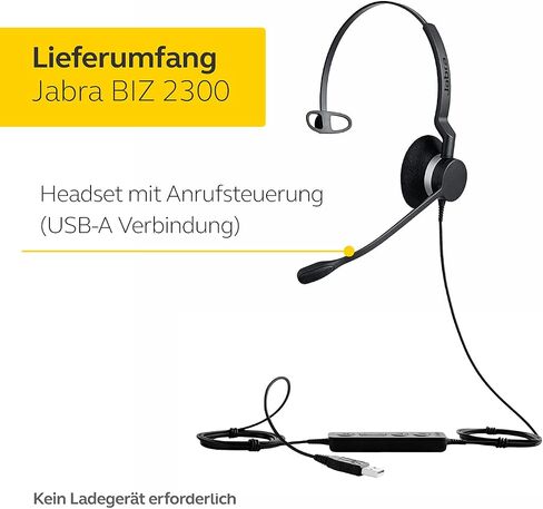 Jabra Biz 2300 USB MS Mono On-Ear Stereo Phone Headset w/ 360 Degree Noise Cancelling Boom Mic Reinforced Kevlar Cable and HD Voice Wideband Audio w/PeakStop Decibel Protection in Saudi Arabia