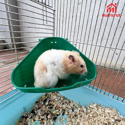 Small Corner Litter Box for Ferrets Rats Guinea Pigs Rabbits Other Animals Baby Chinchillas, Fanshaped Triangle Odorless Reinforced Sturdy Pan Bedding, Splash Proof Potty Trainer (Green, 6.5"x3.0") in Saudi Arabia