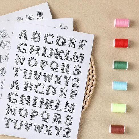 Flower Water Soluble Embroidery Patterns, 3 Sheets 80 Pcs Stick and Stitch Embroidery Papers Wash Away, Transfer Paper with Pre-Printed Floral Leaves Designs for Hand Sewing Lovers Beginners in Kuwait