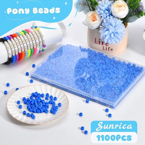 1100pcs حبات المهر الأسود 6 × 9 مم حبات بلاستيكية كبيرة الثقب الكبير لـ Kandi ، وضفائر الشعر ، وسلاسل المفاتيح ، وصنع المجوهرات in Kuwait