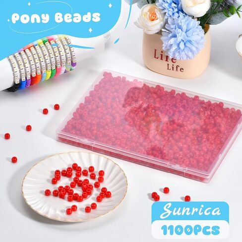 1100pcs حبات المهر الأسود 6 × 9 مم حبات بلاستيكية كبيرة الثقب الكبير لـ Kandi ، وضفائر الشعر ، وسلاسل المفاتيح ، وصنع المجوهرات in Kuwait
