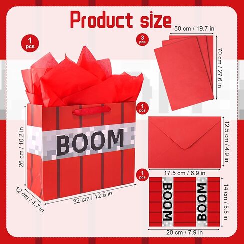 Pixel Party Party Favor Favor Facs ، Red Treat Bag Game Game Party Favor Boom Boom Candy Snack Bag for Decord Decorations Supplies in Saudi Arabia
