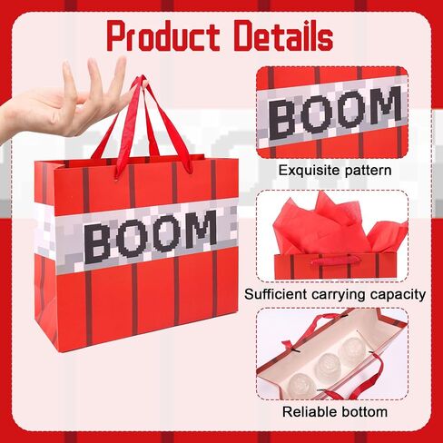 Pixel Party Party Favor Favor Facs ، Red Treat Bag Game Game Party Favor Boom Boom Candy Snack Bag for Decord Decorations Supplies in Saudi Arabia