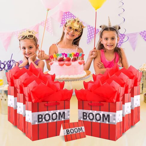 Pixel Party Party Favor Favor Facs ، Red Treat Bag Game Game Party Favor Boom Boom Candy Snack Bag for Decord Decorations Supplies in Saudi Arabia