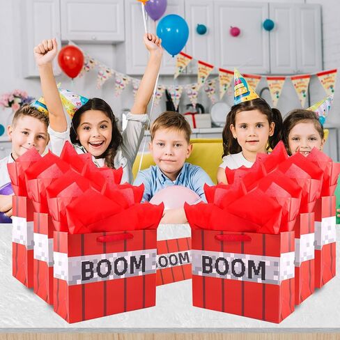Pixel Party Party Favor Favor Facs ، Red Treat Bag Game Game Party Favor Boom Boom Candy Snack Bag for Decord Decorations Supplies in Saudi Arabia
