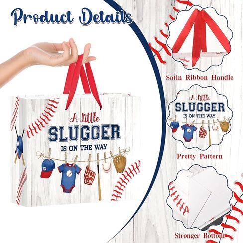 Baseball Baby Shower Birthday Gift Bag for Baby Boys A Little Slugger is On The Way Bag with Wrapping Paper Card Baseball Its A Boy Gift Bag for Sport Baby Shower Birthday Party Supplies in Saudi Arabia