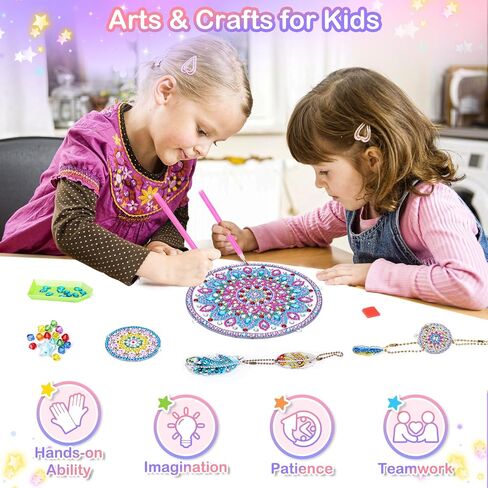 Gifts for 5 6 8 10 Year Old Girls: Craft Kits for Kids Ages 8-12 - Diamond Painting Art Kits for Kid Crafts Wind Chime - Birthday Gift Toys for 6 7 9 11 Year Old Girl Gem Art Supplies Dreamcatcher in Saudi Arabia