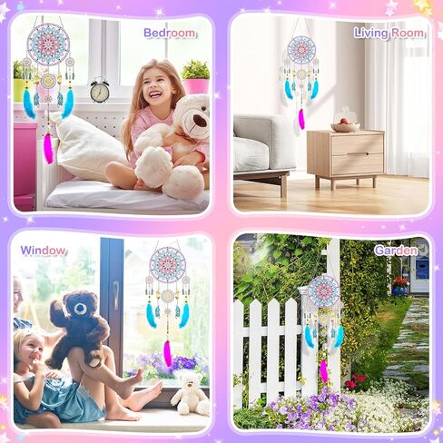 Gifts for 5 6 8 10 Year Old Girls: Craft Kits for Kids Ages 8-12 - Diamond Painting Art Kits for Kid Crafts Wind Chime - Birthday Gift Toys for 6 7 9 11 Year Old Girl Gem Art Supplies Dreamcatcher in Saudi Arabia