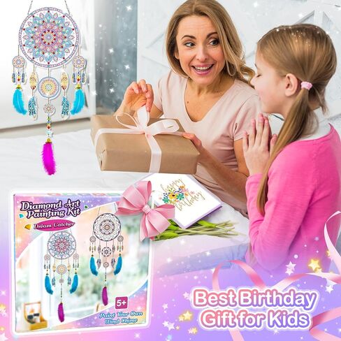 Gifts for 5 6 8 10 Year Old Girls: Craft Kits for Kids Ages 8-12 - Diamond Painting Art Kits for Kid Crafts Wind Chime - Birthday Gift Toys for 6 7 9 11 Year Old Girl Gem Art Supplies Dreamcatcher in Saudi Arabia