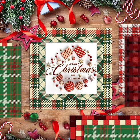 24 Sheets Christmas Pattern Paper Christmas Scrapbook Paper Red Green Collection Plaid Pattern Decorative Craft Papers, for Card Making Photo Album, 11.8 x 11.8 Inch in Saudi Arabia