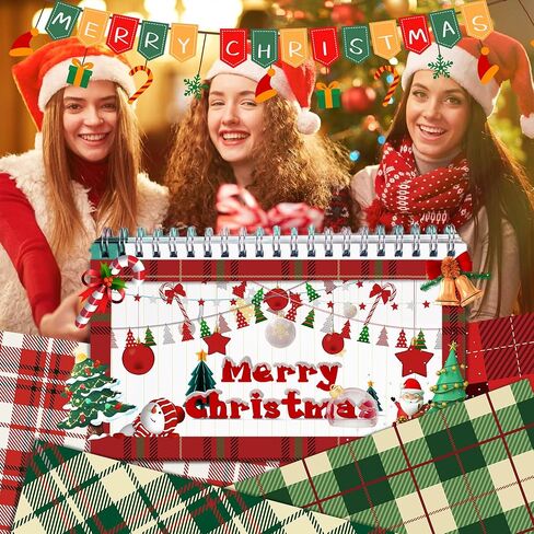 24 Sheets Christmas Pattern Paper Christmas Scrapbook Paper Red Green Collection Plaid Pattern Decorative Craft Papers, for Card Making Photo Album, 11.8 x 11.8 Inch in Saudi Arabia