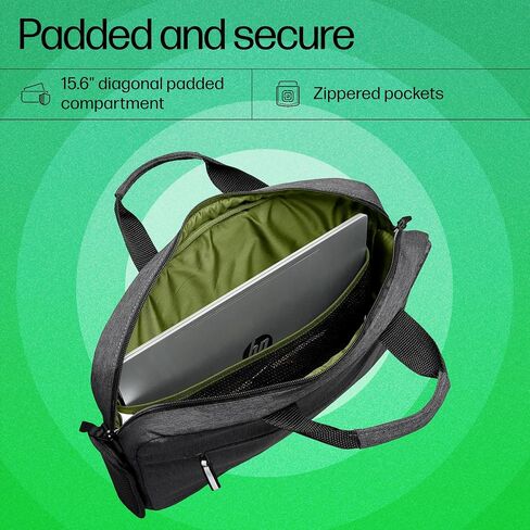 HP Prelude Topload Bag Bag - يناسب 15.6 "أجهزة الكمبيوتر المحمولة - نسيج متين مع طلاء مقاوم للماء ، مقصورة مبطنة وإغلاق أعلى زيب - مقابض مزدوجة ، حزام كروس ومرارة الأمتعة (1E7D7AA) in Saudi Arabia