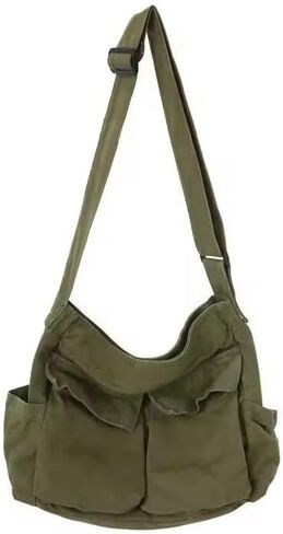 Workwear Canvas Shoulder Bag Large Capacity Retro Messenger Bag New Student Class Messenger Bag in Saudi Arabia