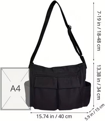 Workwear Canvas Shoulder Bag Large Capacity Retro Messenger Bag New Student Class Messenger Bag in Saudi Arabia