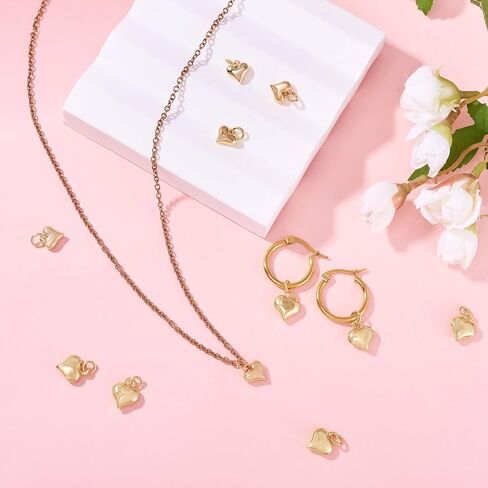 Pandahall 8pcs Hollow Heart Charms 18K الذهب المطلي بالنحاس المعلقات 2 أنماط سحر قلب عيد الحب لسباق قلادة DIY الحرف المجوهرات in Saudi Arabia