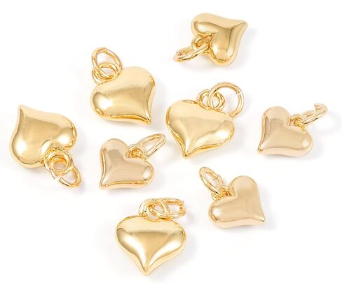 Pandahall 8pcs Hollow Heart Charms 18K الذهب المطلي بالنحاس المعلقات 2 أنماط سحر قلب عيد الحب لسباق قلادة DIY الحرف المجوهرات in Saudi Arabia